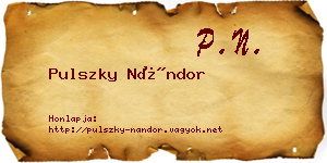 Pulszky Nándor névjegykártya